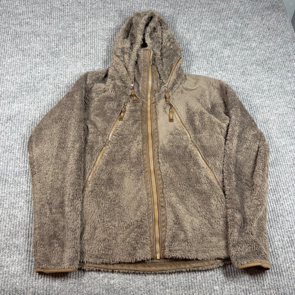 Kuhl Flight Hoody Women Medium Brown High Pile Fleece Full Zip Jacket Thumbholes